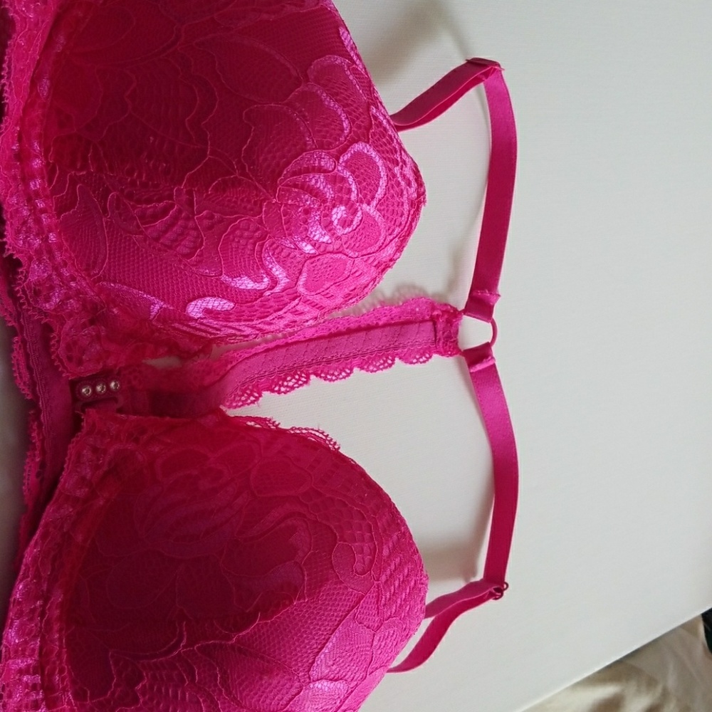 Pink lace bra